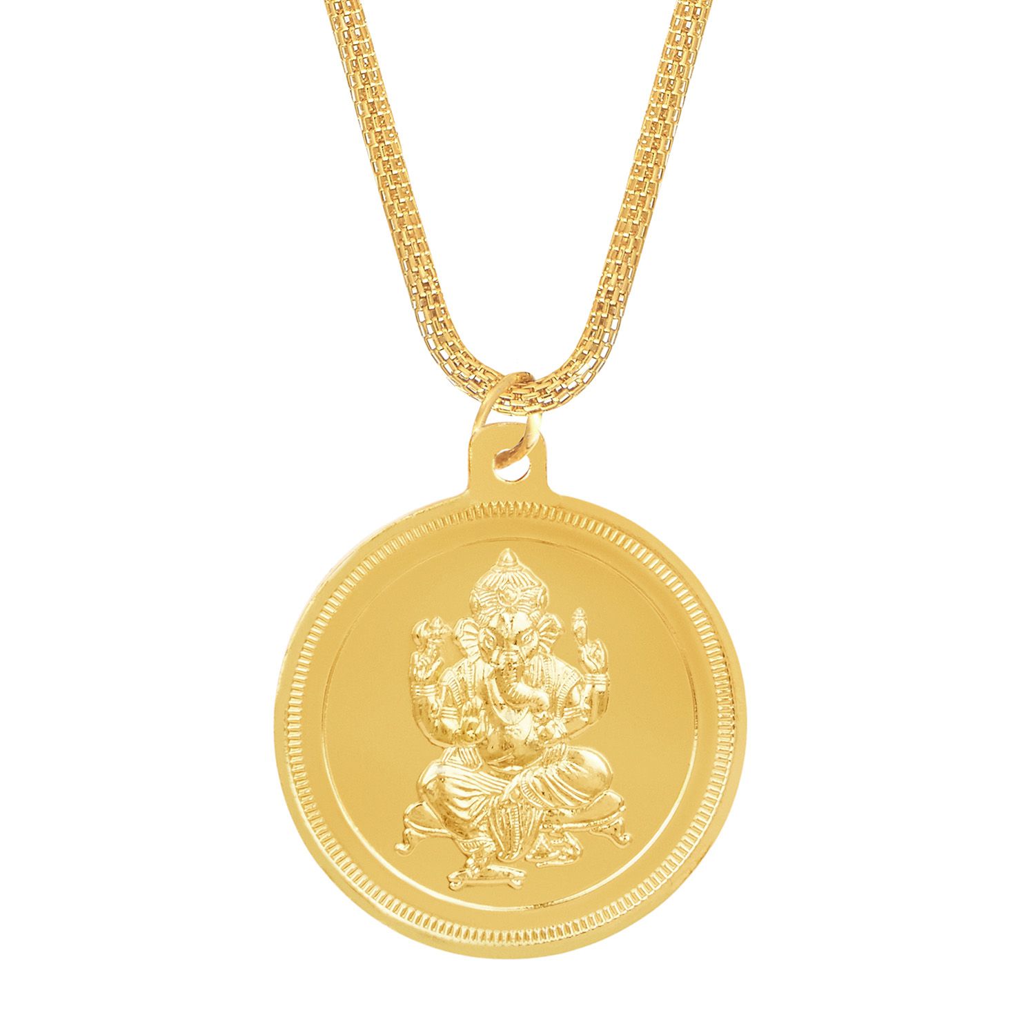 Shining Jewel 24K Gold Plated Ganesha Coin Pendant and Necklace (SJ ...
