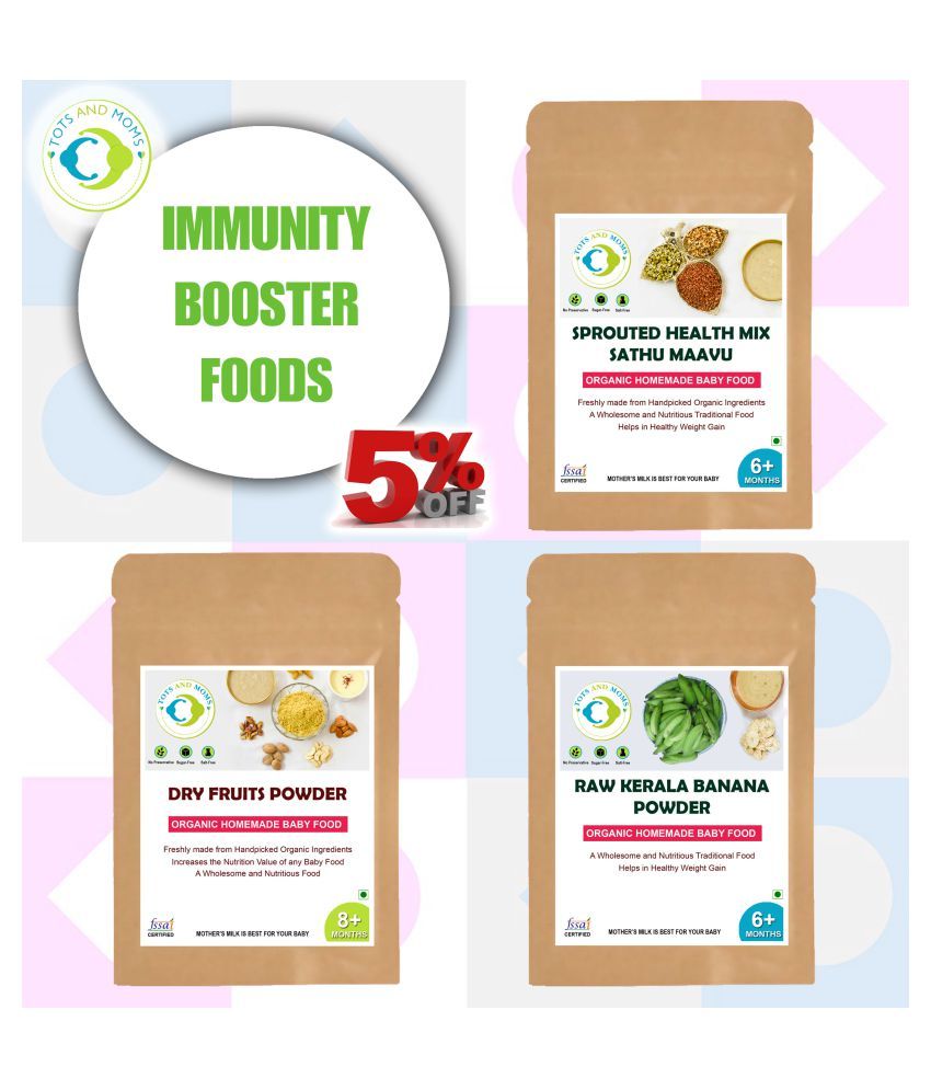 TOTS AND MOMS FOODS BABY FOOD COMBO Combo 4 Immunity Booster Foods Infant Cereal For 6 Months TOTS AND MOMS FOODS BABY FOOD COMBO Combo 4 Immunity Booster Foods Infant Cereal For 6 Months