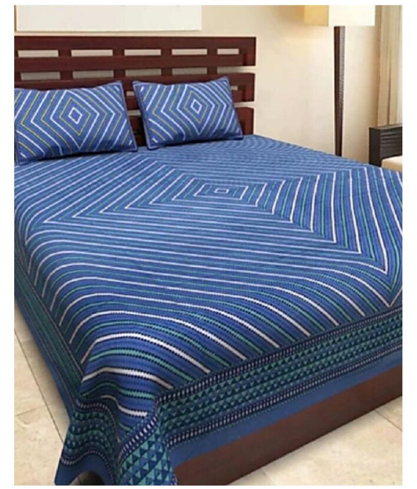 hkf Cotton Double Bedsheet with 2 Pillow Covers Buy hkf Cotton Double