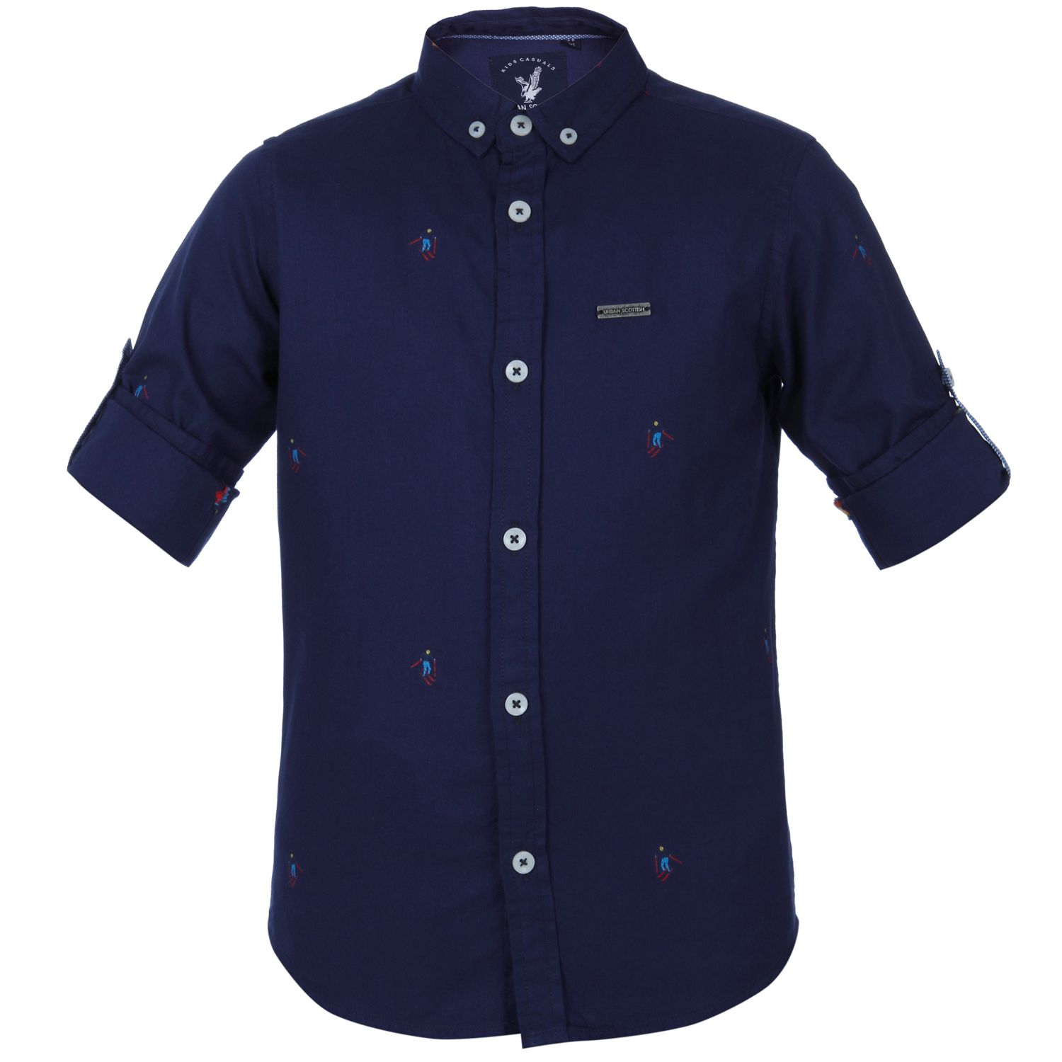     			Urban Scottish Boys Navy Blue Cotton Shirt