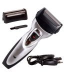 SJ Rechargeable Cordless Double Bladed Hair Shaver with Trimmer Clipper for Men Foil Shaver ( Black & Silver )