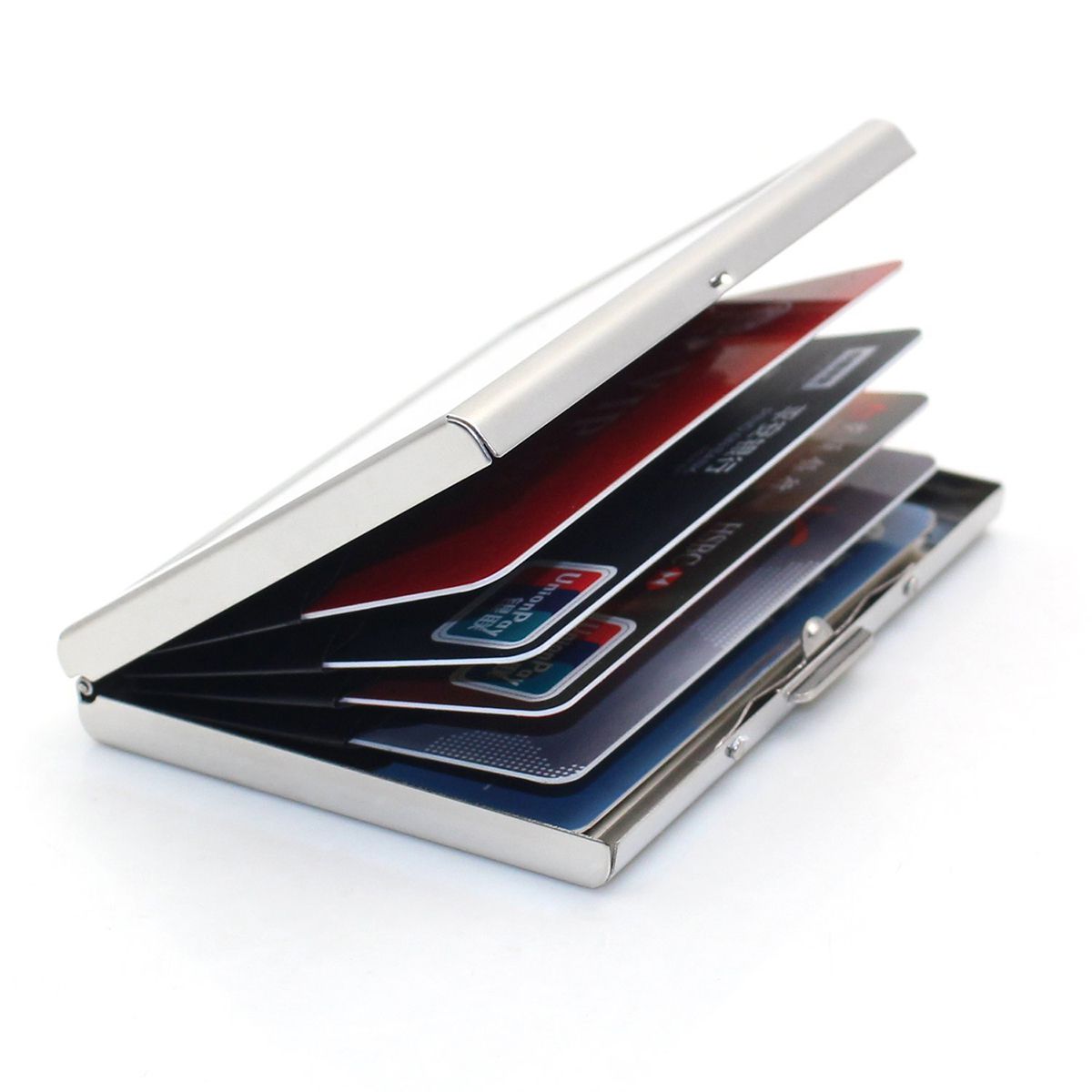 AmtiQ High Quality Stainless Steel 6 Slots RFID Blocking ATM Credit Debit Business ID memory Card Holder Wallet