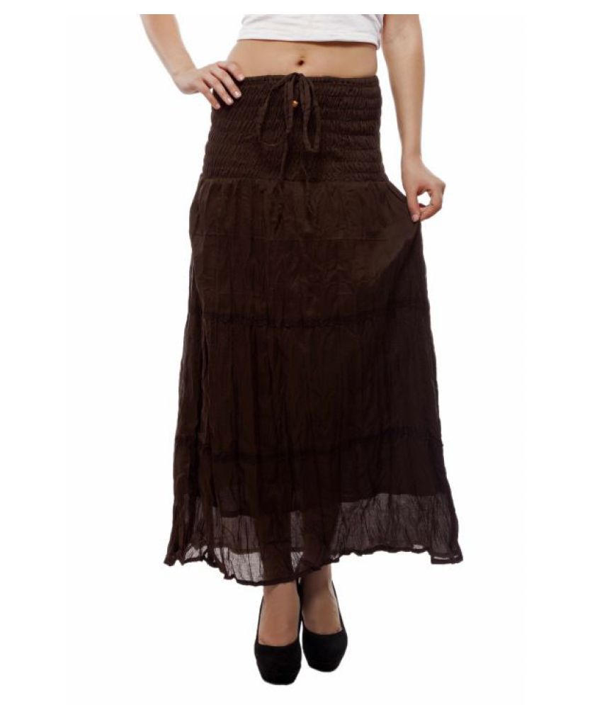 Indi Bargain Cotton Broomstick Skirt - Brown