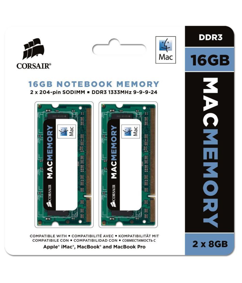     			Corsair Apple Certified 16GB (2 x 8GB) DDR3 1333 MHz (PC3 10600) Laptop Memory for Mac Model CMSA16GX3M2A1333C9