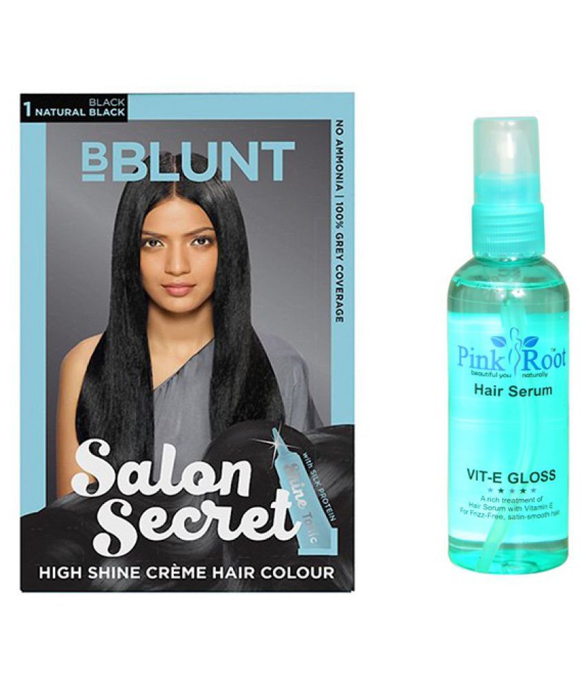 BBLUNT Hair Colour Natural Black With Pink Root Hair Serum Pack Of 2 ...