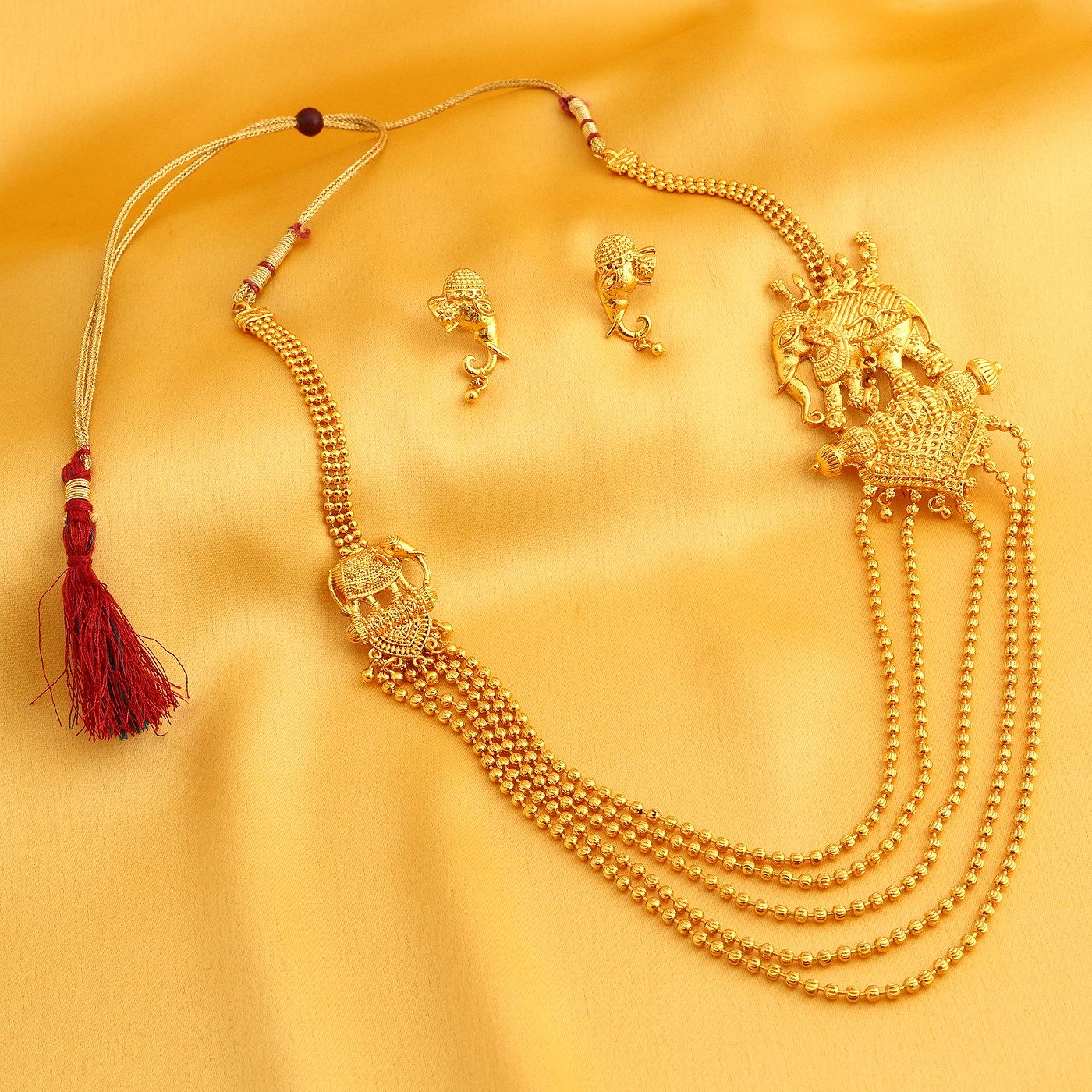 Sukkhi Alluring 5 String Bahubali Inspired Gold Plated Necklace Set for