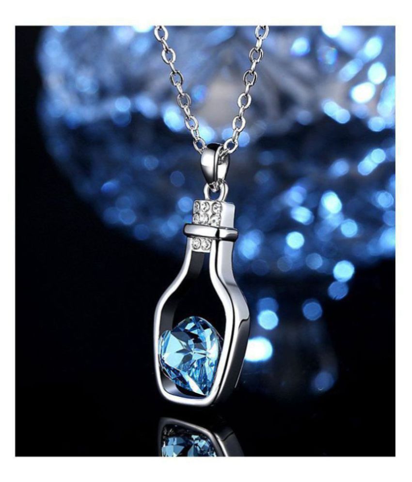 Eleganzza Blue Heart In Bottle Pendant For Women And Girls - Heart In Bottle Pendant Eleganzza Blue Heart In Bottle Pendant For Women And Girls - Heart In Bottle Pendant