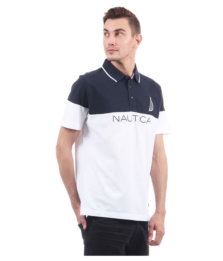 Nautica White Regular Fit Polo T Shirt 