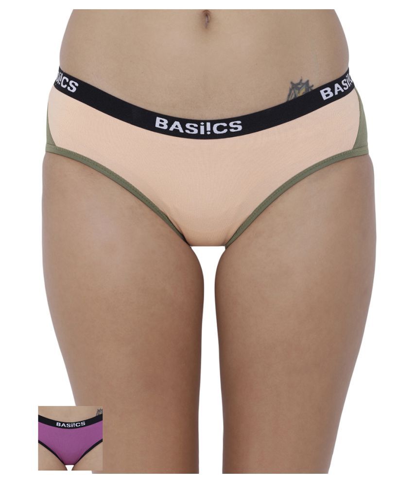     			BASIICS By La Intimo Pack of 2 Cotton Women's Hipsters ( Multi Color )