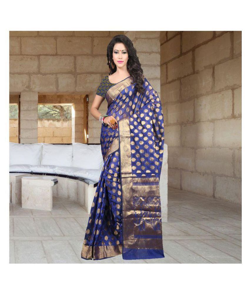    			Gazal Fashions - Blue Silk Saree With Blouse Piece (Pack of 1)