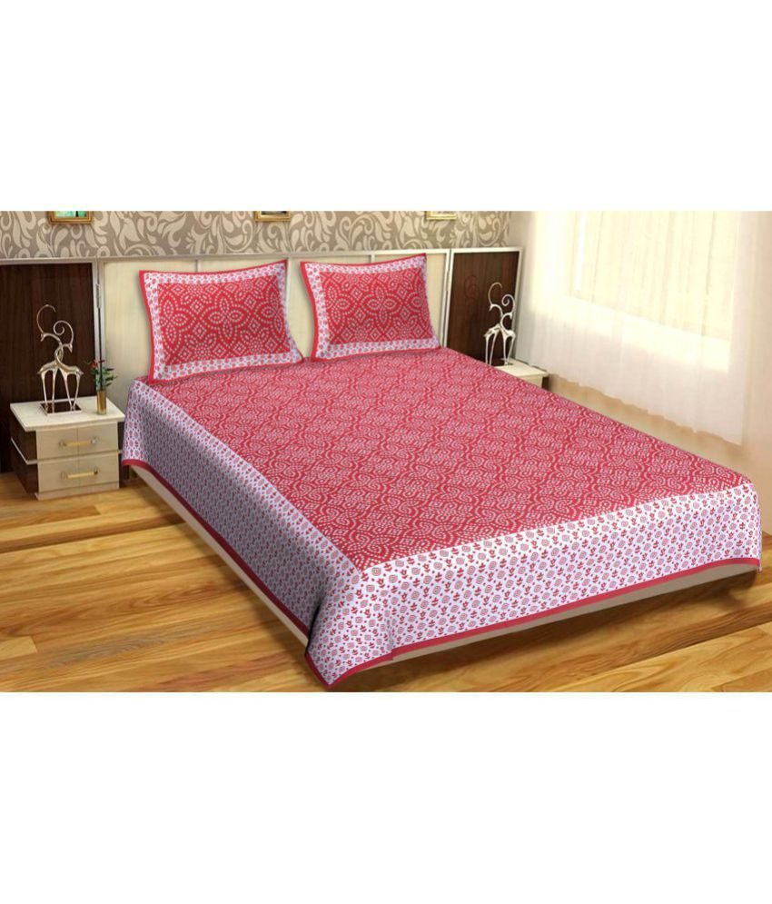 Home Tex Cotton Double Bedsheet with 2 Pillow Covers Buy Home Tex