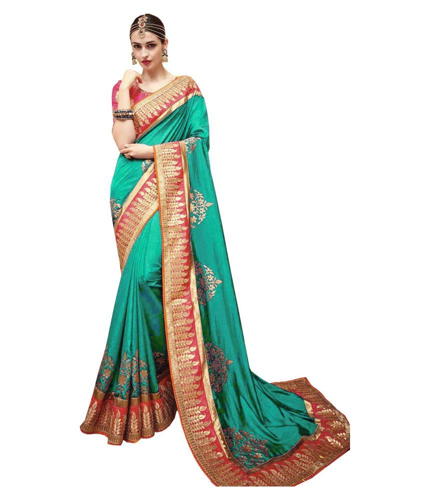 Shreya Creations Green and Beige Art Silk Saree - Buy Shreya Creations ...