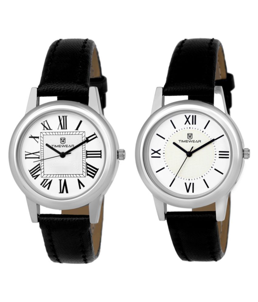 Timewear black leather classy analog watch Price in India Buy Timewear