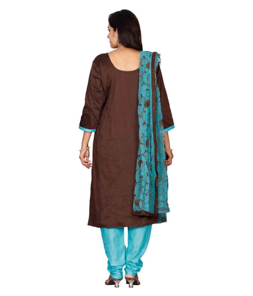 The Chennai Silks Brown Cotton Dress Material Buy The Chennai Silks