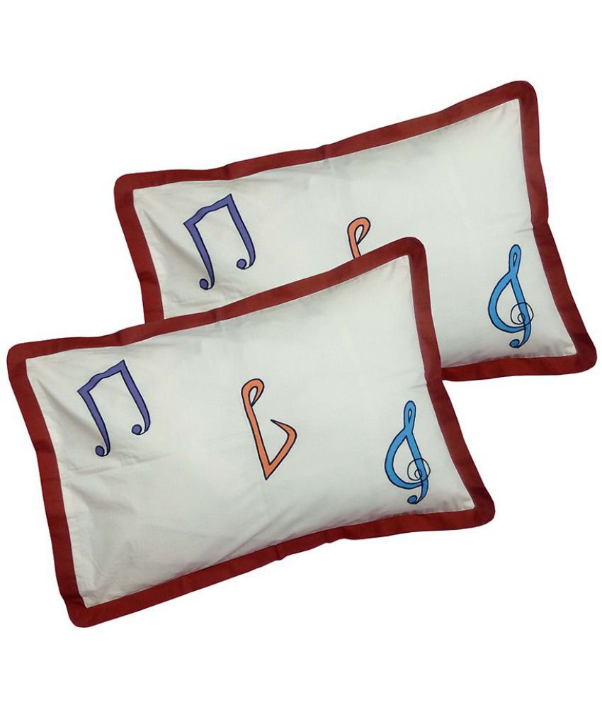     			Hugs'n'Rugs - Regular White Cotton Pillow Covers 60*40 ( Pack of 2 )