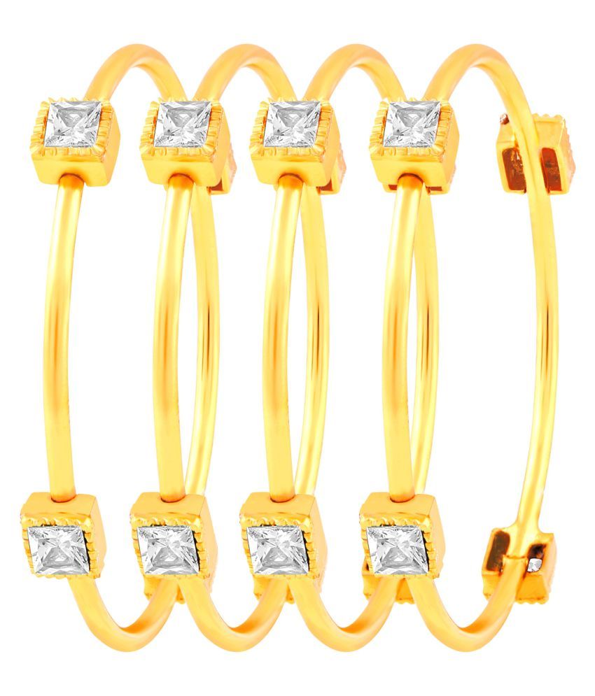     			Asmitta Appealing Gold Plated Fancy Stone Set Of 4 Bangles For Women