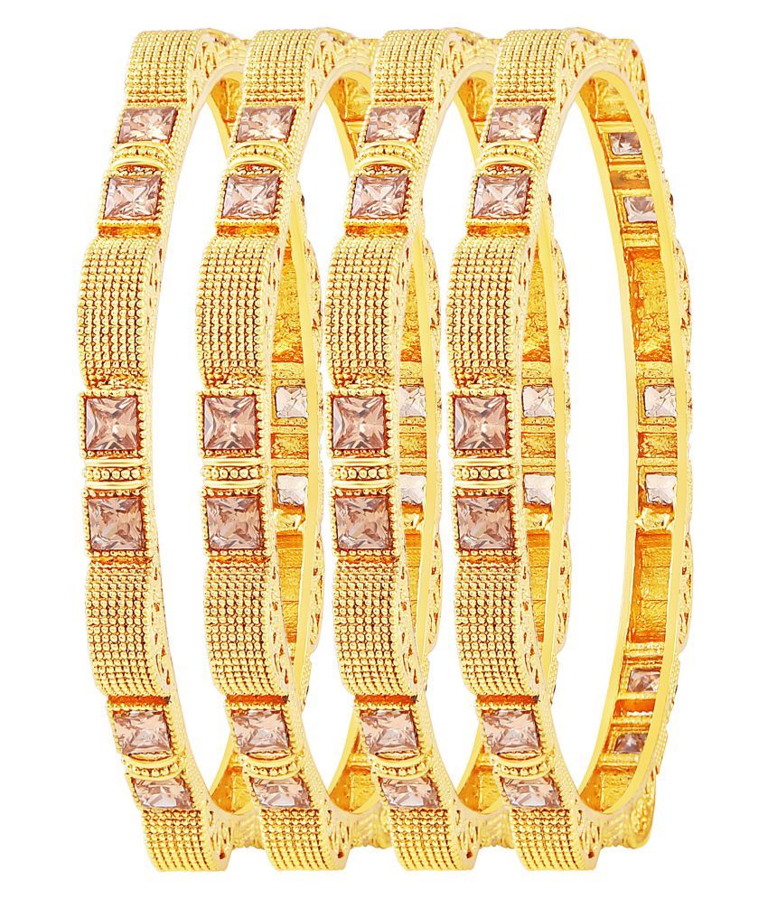     			Asmitta Exotic Gold Plated LCT Stone Set Of 4 Bangles For Women