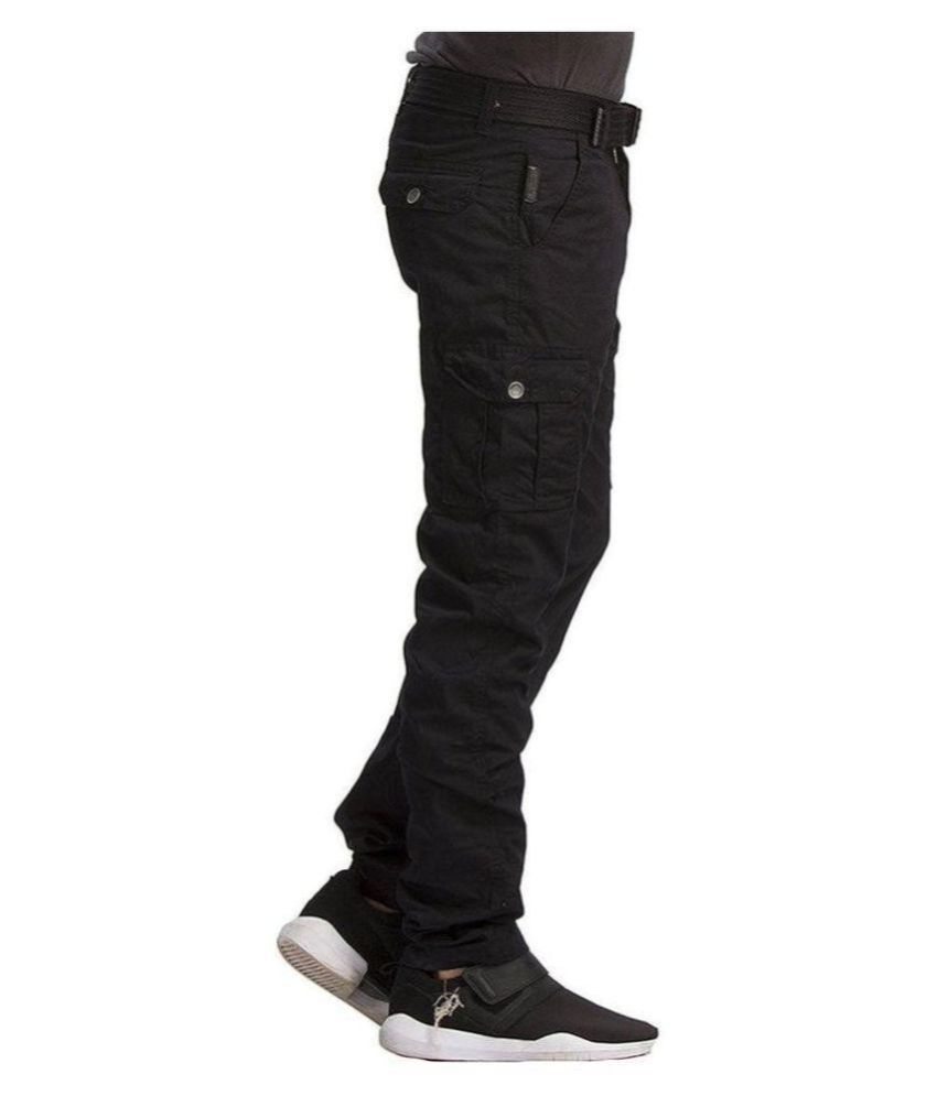 low rise black cargos