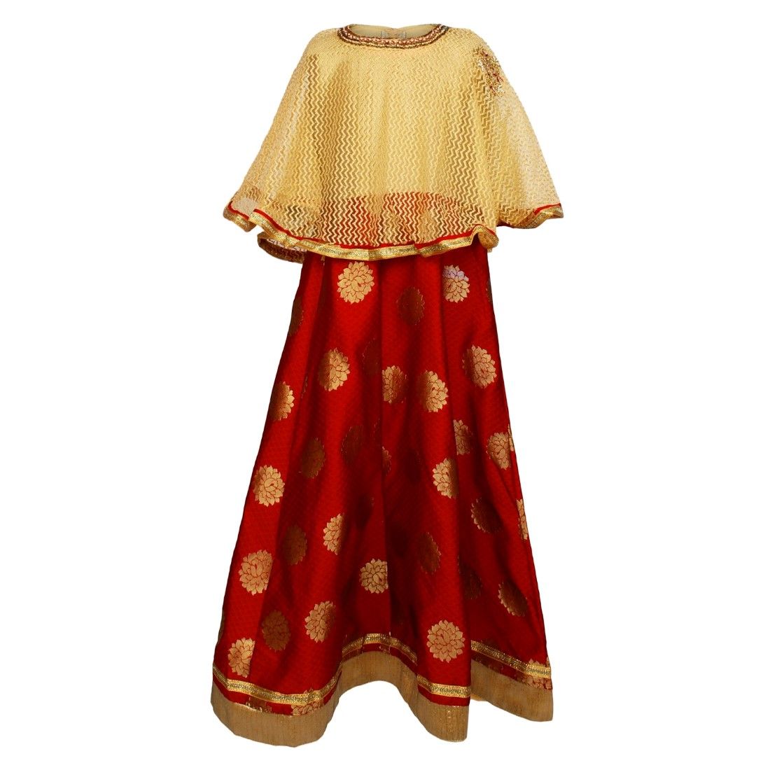     			Arshia Fashions Girls Party Wear Taffeta Frock Dress With Ponchu - 3 - 4 Years