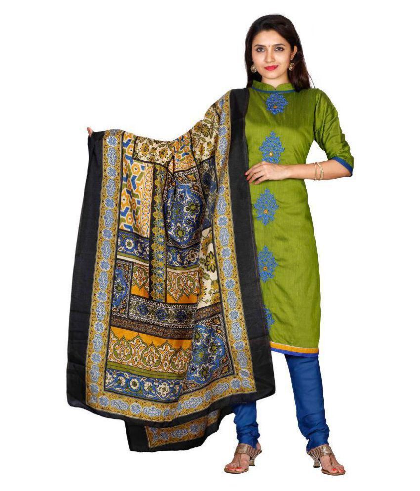 The Chennai Silks Green Cotton Dress Material Buy The Chennai Silks