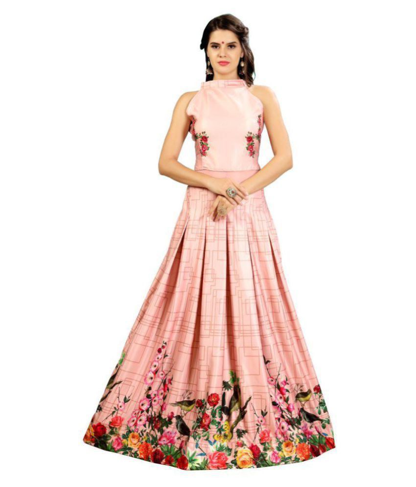 peach silk gown