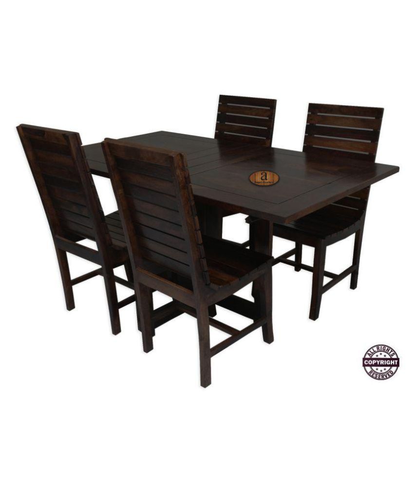 angel's modish solid sheesham wood dining table set walnut finish folding  dining table