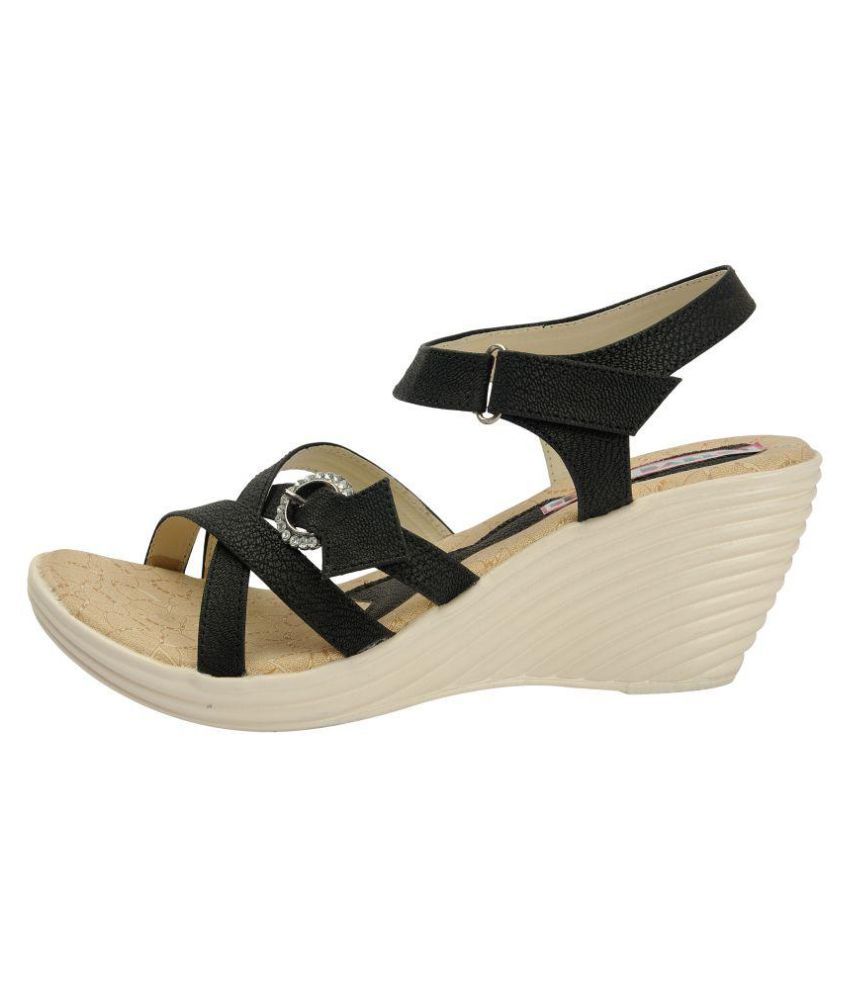 Belly Ballot Black Wedges Heels Price in India- Buy Belly Ballot Black ...