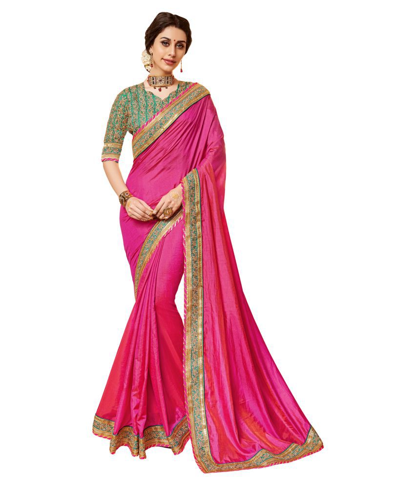 VH FASHION Pink Silk Saree - Buy VH FASHION Pink Silk Saree Online at ...