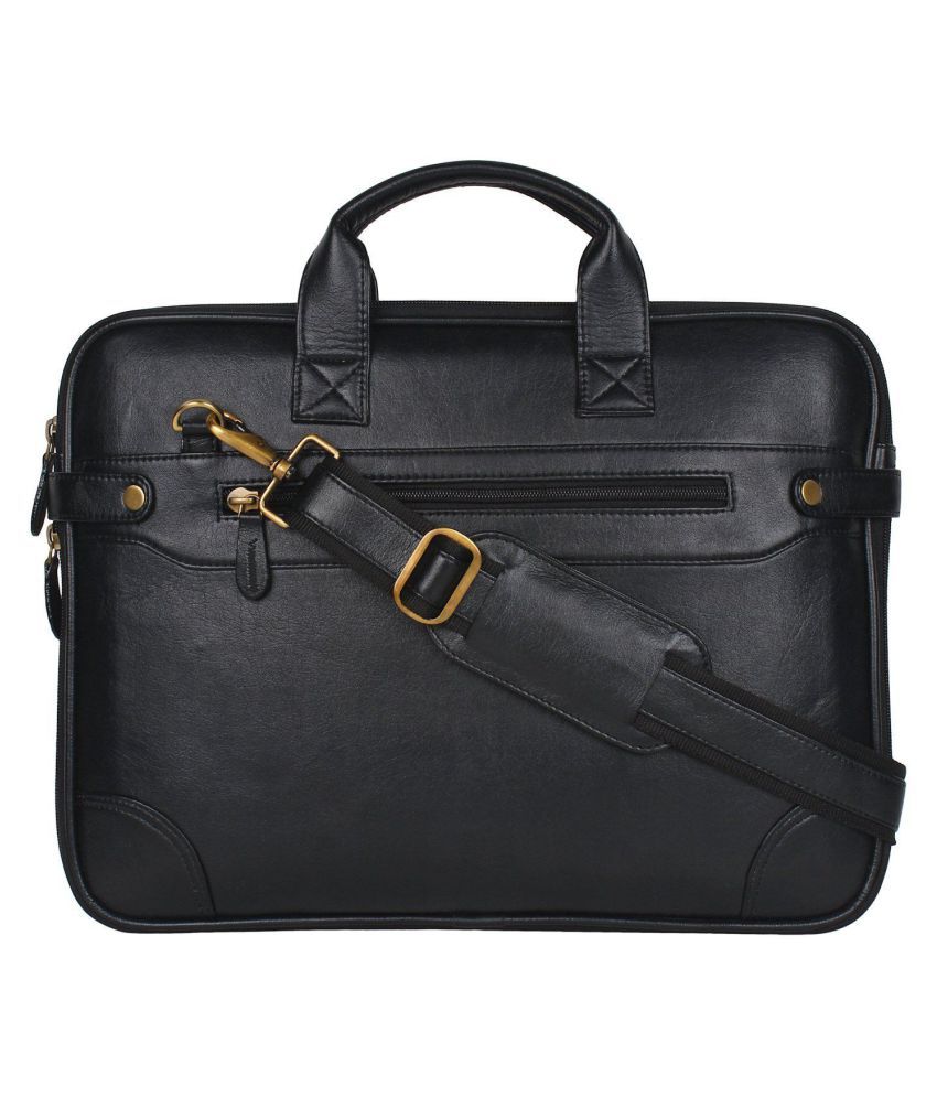 la corsa Black PU Leather Office Laptop Bag With String 15 Inch/Side ...