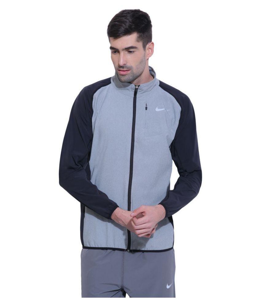 nike grey polyester terry jacket