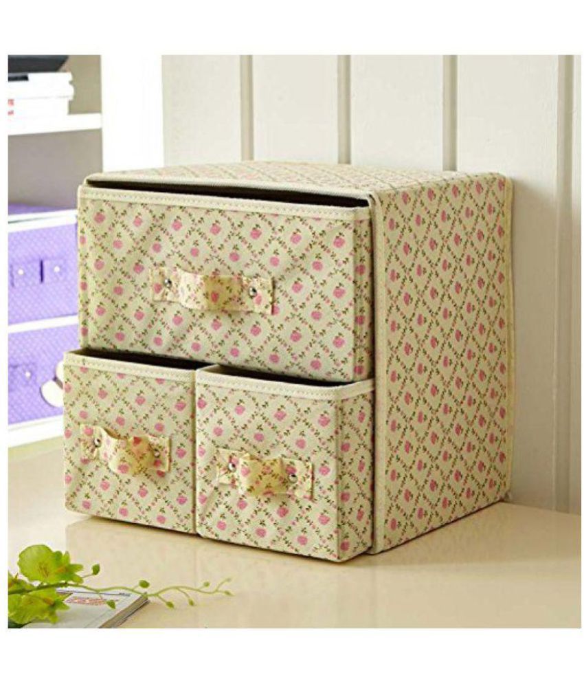 Swadec Foldable 2 layers linen Storage Box Compartment Container for ...