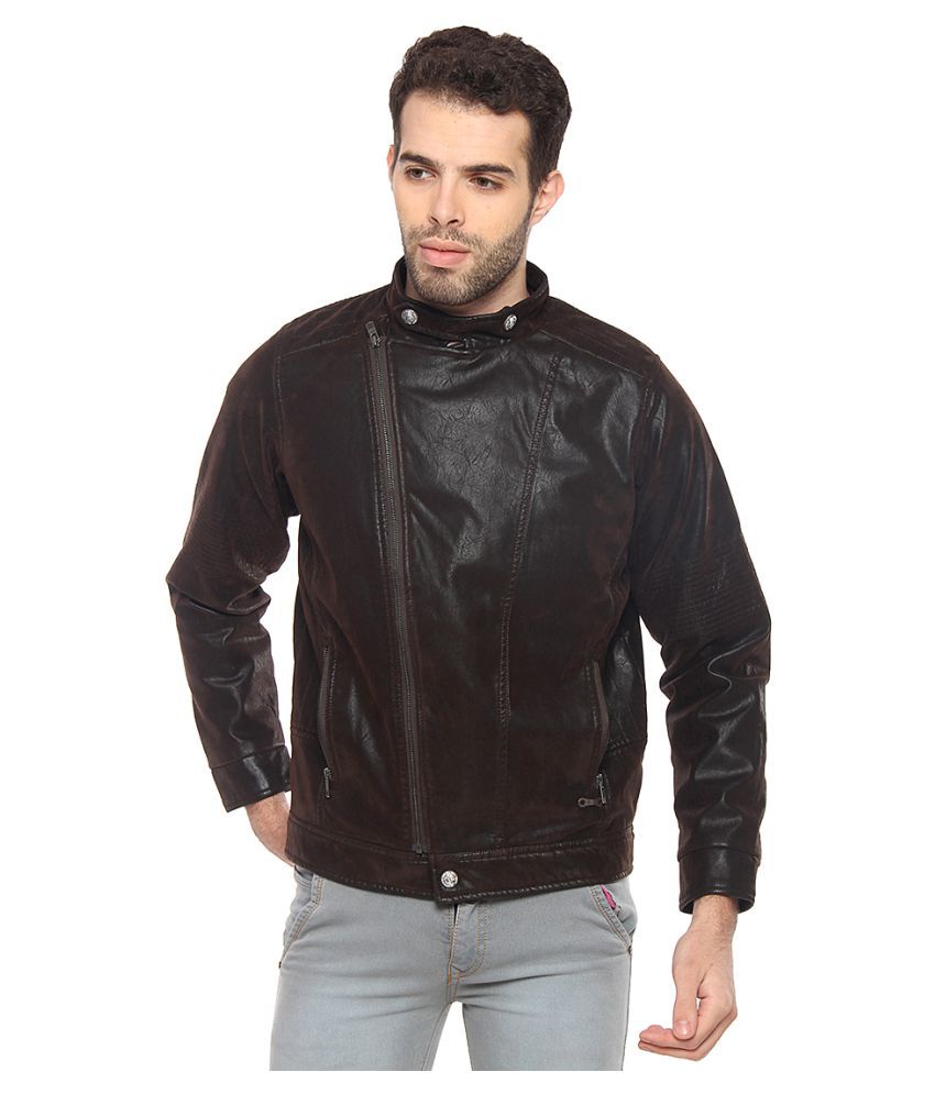 DUKE Brown Leather Jacket - Buy DUKE Brown Leather Jacket Online at ...