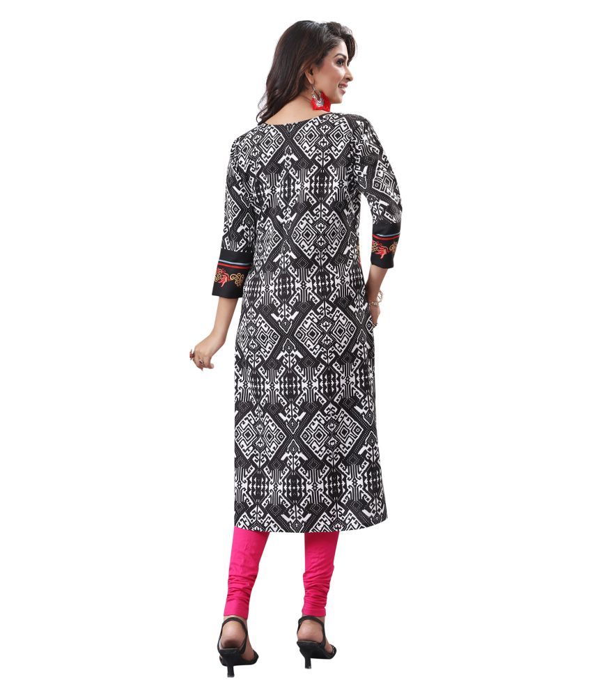JAIPUR FABRICS Black Rayon Straight Kurti Buy JAIPUR FABRICS Black