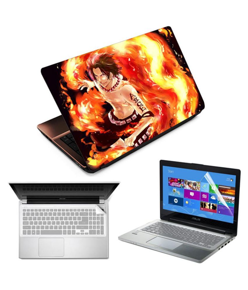 FineArts Ace One Piece 3 In 1 Combo of Printed Laptop Skin Pack With