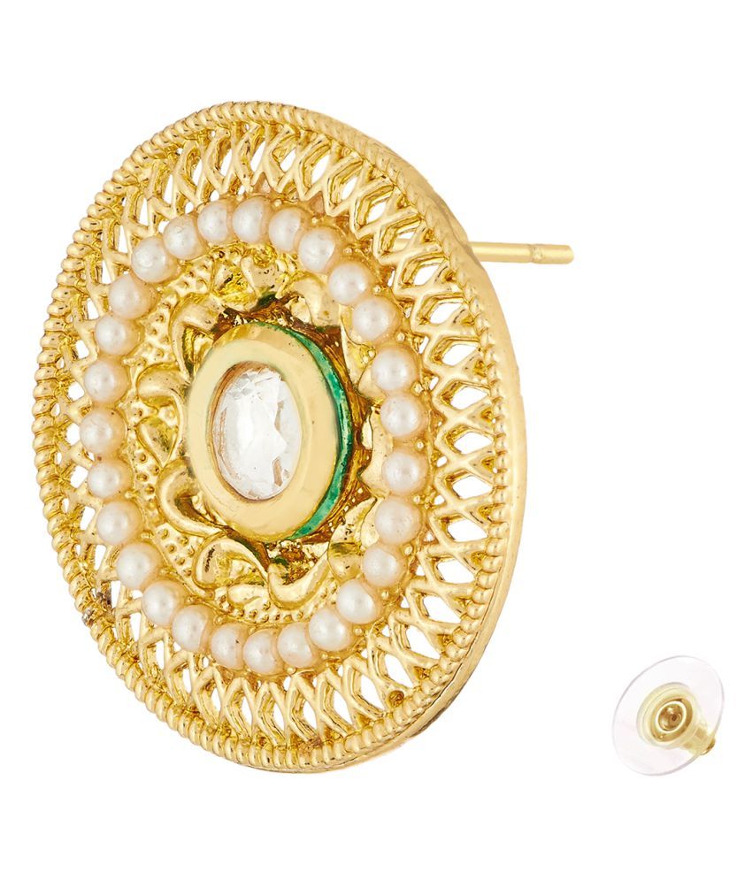 Elakshi Designer White Stone Gold Plated Alloy Earring - Buy Elakshi