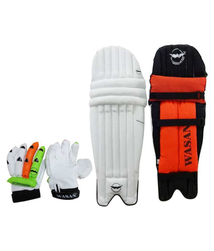 WASAN CRICKET BATTING LEGGUARD PADS AND CRICKET BATTING GLOVES SET(10