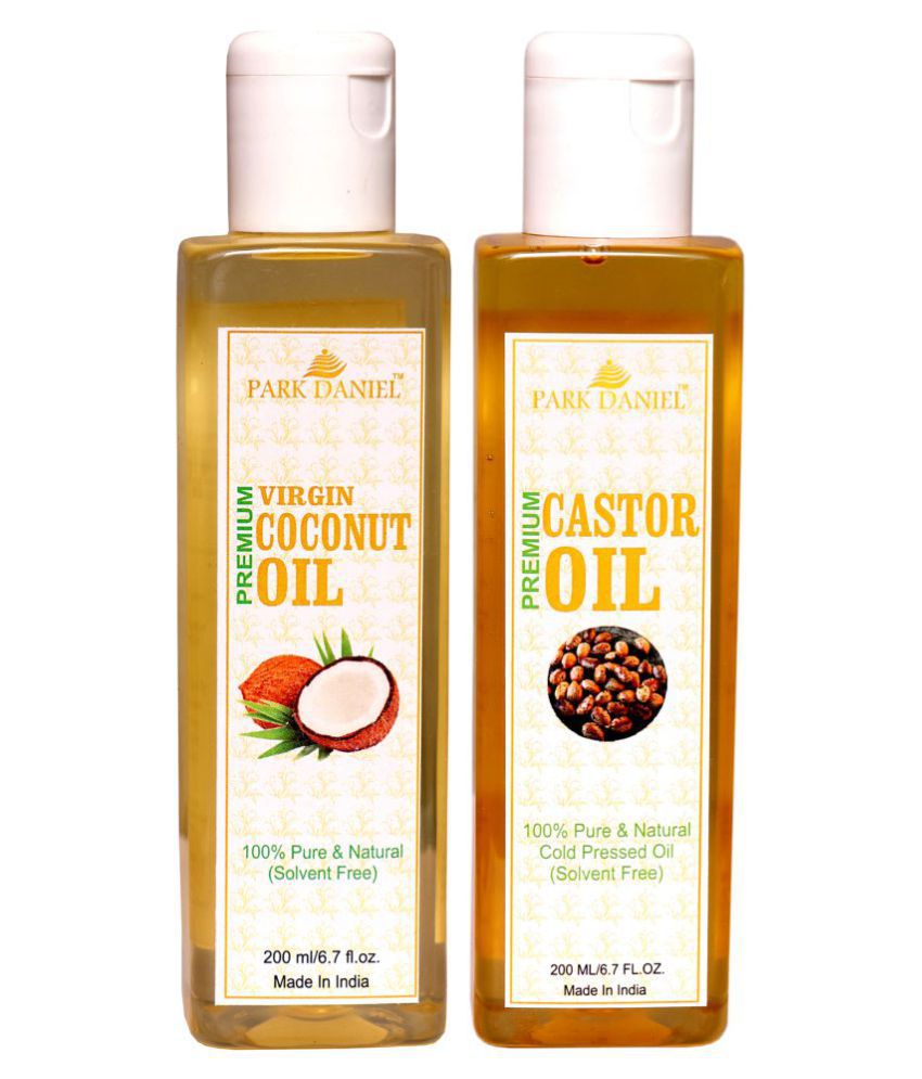 Park Daniel Premium Coconut &  Castor Oil(400 ml) 100% Pure & Natural 200 ml Pack of 2
