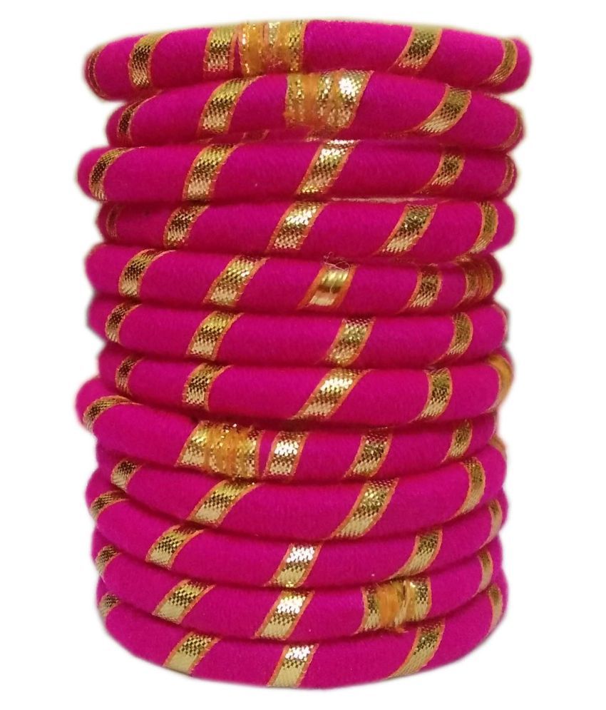 Beautiful Handmade Gota Pati 12pc Pink Bangles Set For Women/Girls ...