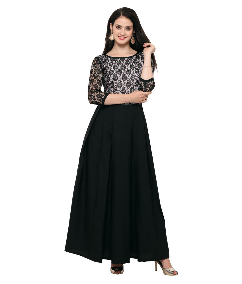 Khodal fashion Crepe Black Gown - Buy Khodal fashion Crepe Black Gown ...