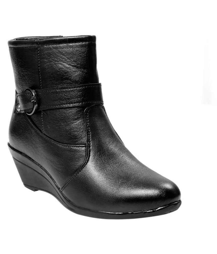 JK Port Black Ankle Length Bootie Boots Price in India- Buy JK Port ...
