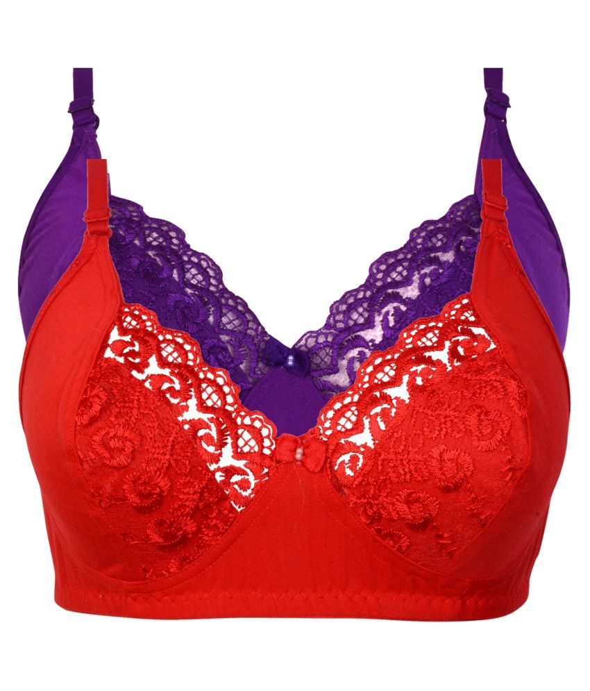     			Kiran Enterprises Pack of 2 Cotton Women's Minimizer Bra ( Red )