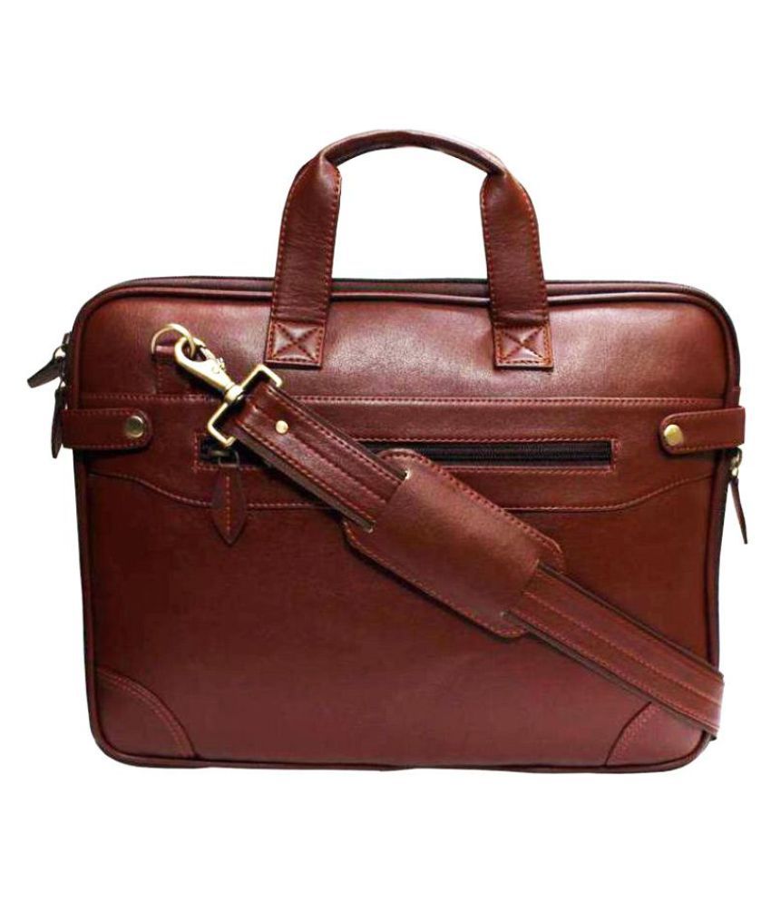 Home Story Brown P.U. Leather Office Laptop Bag- 15.6 Inch Sling Bag For Men & Women/Side Bag ...