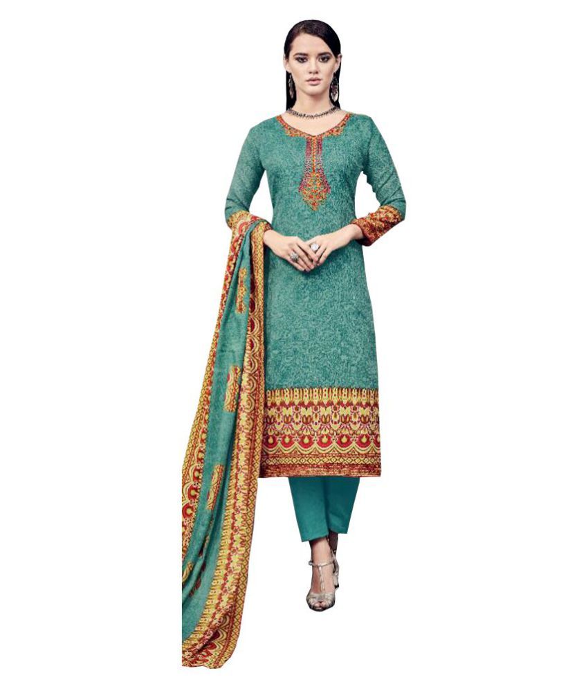 Mango Fashion Blue Woollen Dress Material Buy Mango Fashion Blue