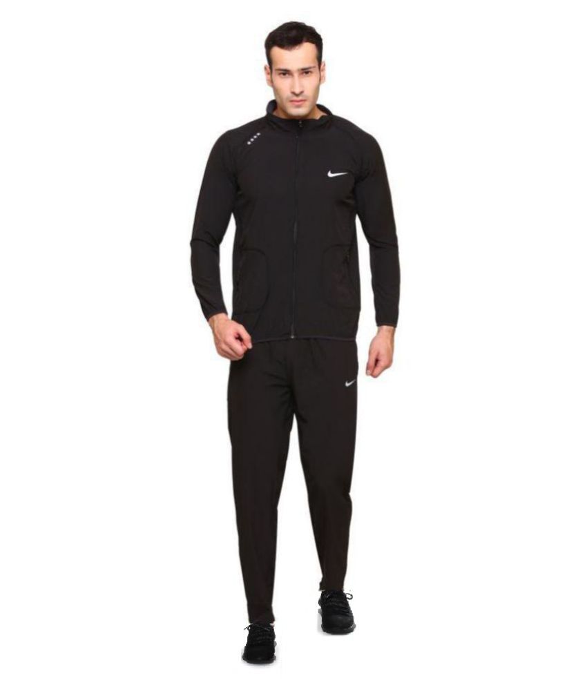 nike black polyester lycra tracksuit