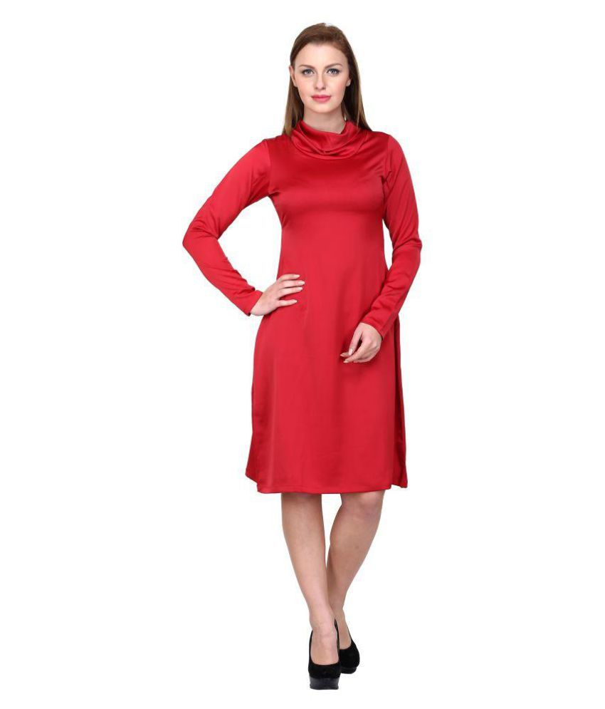 Fashion and Fusion Satin Red Fit And Flare Dress - Buy Fashion and ...