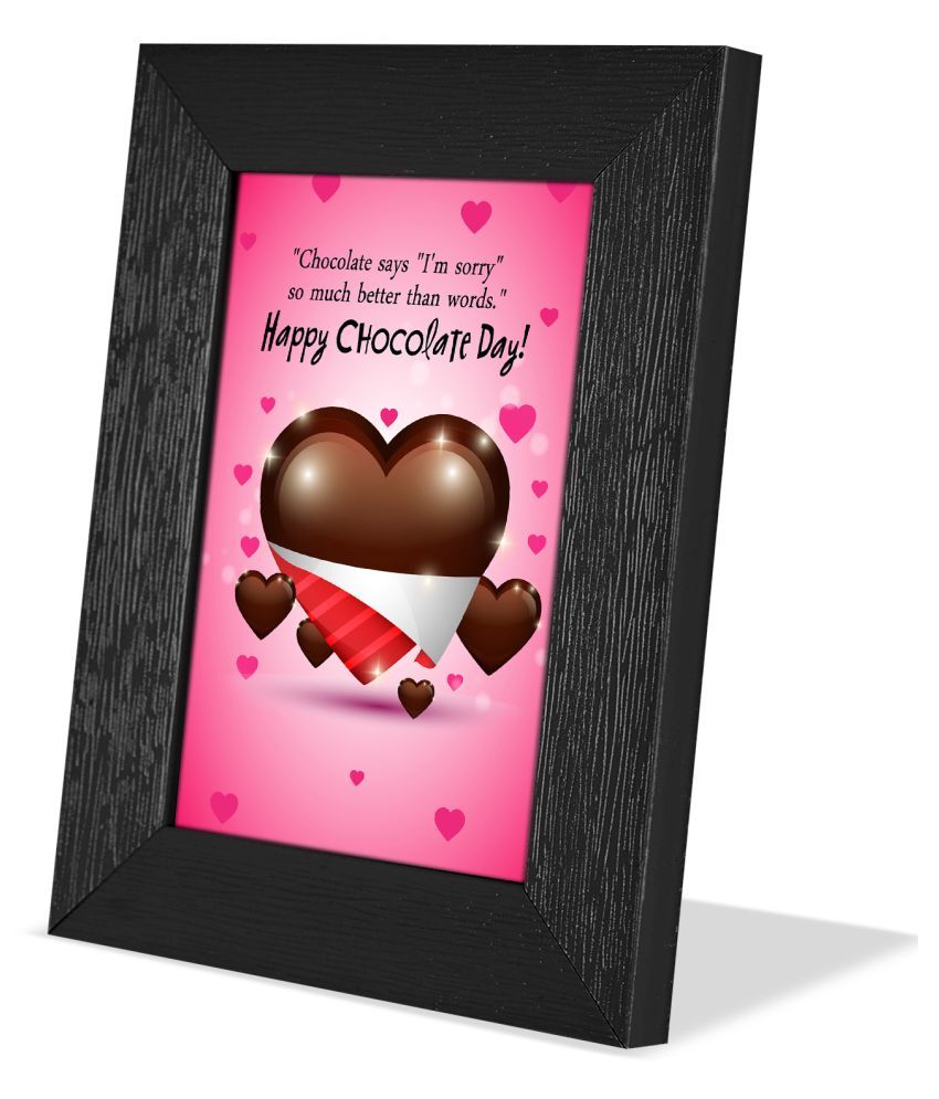 Chocolate Say I am sorry Chocolate Day Valentines Day Quotation Photoframe with 5 Roses Heart