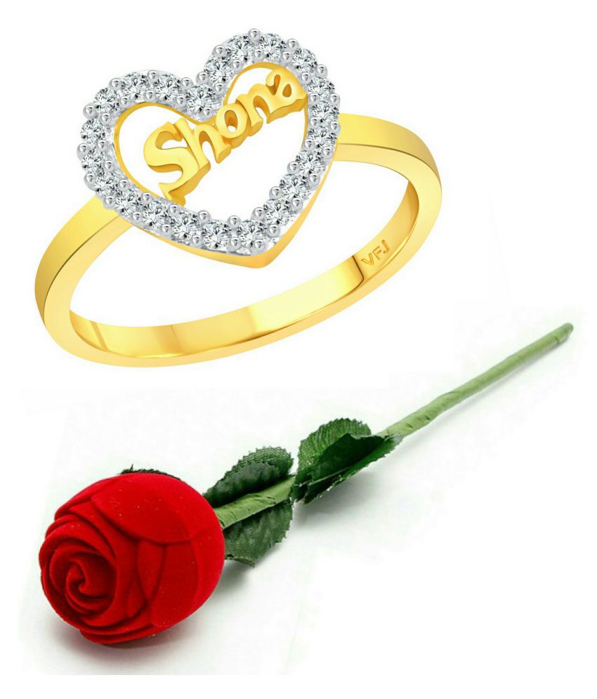     			Vighnaharta My Love "SHONA" CZ Gold and Rhodium Plated Alloy Ring with Rose Ring Box for Women and Girls - [VFJ1298ROSE-G16]