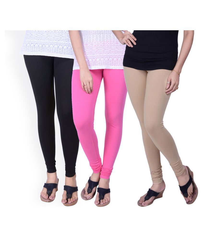     			TCG Combo of 3 Leggings Pink, Black & Gray_GL310