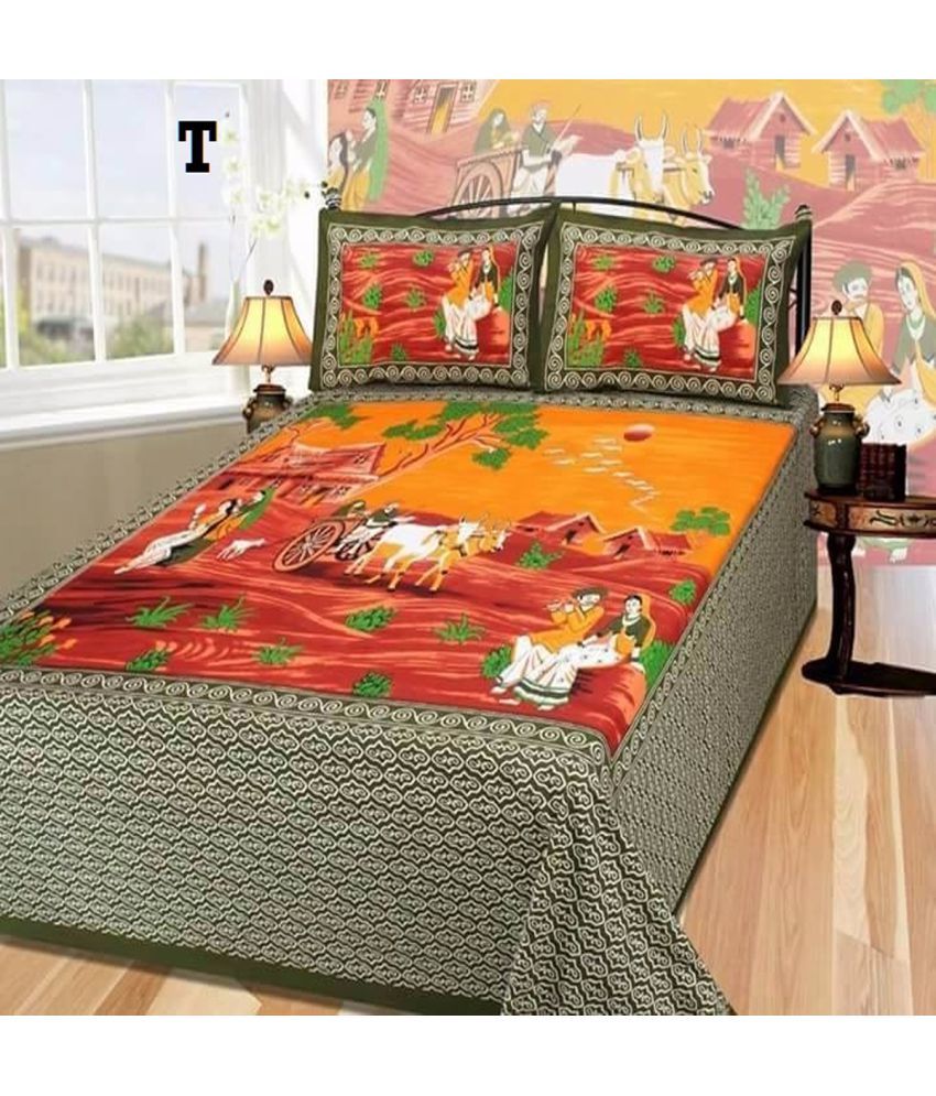 Jaipuri Bedsheet Cotton 2 Double Bedsheets with 4 Pillow Covers Buy
