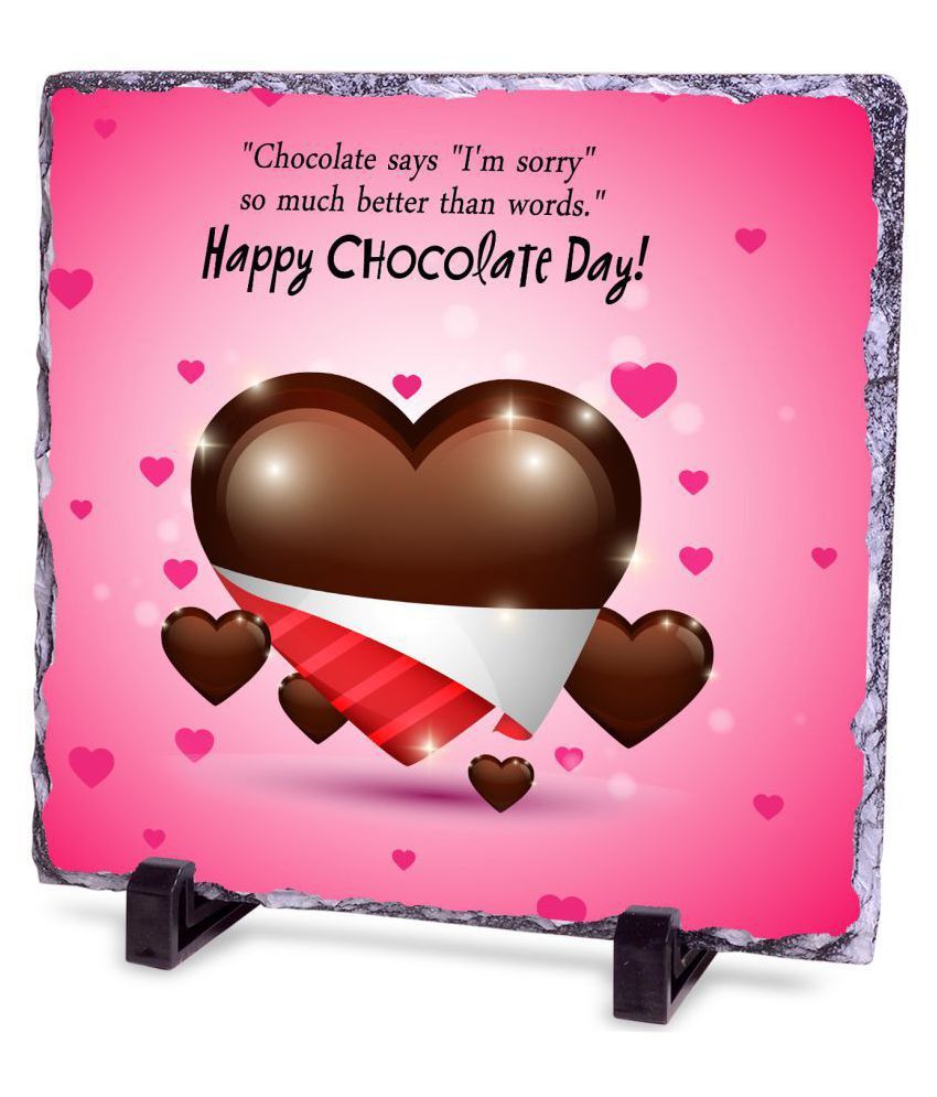 Chocolate Say I am sorry Chocolate Day Valentines Day Rock Tile Frame & Mug Hamper with 5 Roses